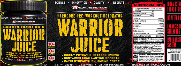 WARRIOR JUICE - енергетик и горене на мазнини в едно